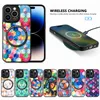 iPhone 15のマグサフ電話ケース15 14 13 12 11 Pro Max Xr XS X Plus Wireless Charging Magnetic Car Mounted Colorful PaintingPUレザーショックプルーフ保護ケース