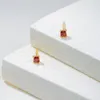 Stud Earrings Simple Design Square Red Zircon Base Plated High Quality Thick Gold Earrings/Pair