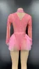 Stage Wear Sparkly Rhinestones Bodysuit Women Elastic Pink Mesh Ruffles Crystal Leotard Nightclub Dancer Costume Party Outfit