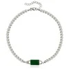 Mode élégant classique blanc perle colliers émail vert coeur pendentif colliers pour femmes à la main perlé bijoux fête cadeau