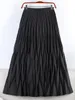 Casual Dresses TIGENA Fashion Rhombus Pleated Long Skirt Women Casual Solid All-match A Line High Waist Midi Skirt Female Ladies Black 230222