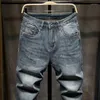 Mäns jeans Löst fit mäns harembyxor sträcker retro blå baggy för män kläder manliga denim byxor i full längd vårhöst