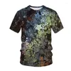 Camisetas masculinas Padrão de flor escura 3D Impressão engraçada Camiseta curta Manga curta Camiseta do homem de corpo inteiro Tops Cool