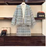 Work Dresses 2023 High Quality Women Autumn Winter 3 Piece Sets Lady Fashion Elegant Plaid Coat Skirt Tops Three Suit Tweed