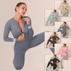 Active Set Fitness Workout Yoga Outfits 2 PCS Set Gym Women Clothing Seamless Leggings Tracksuit Långärmad skjortor Front Dragkedja Sportkläder