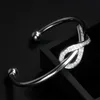 Bangle Infinity Symbool Nummer 8 Kristallen bol stalen manchet