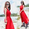 Casual jurken halter nek maxi jurk vrouwen boho strand zomervakantie zwart roze rood blauw chiffon lang