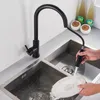 Kitchen Faucets Black Kitchen Faucet Two Function Single Handle Pull Out Mixer and Cold Water Taps Deck Mounted 230221