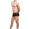 Mutande da uomo sexy corpo liscio al tatto confortevole boxer trasparente stile bikini biancheria intima alta elastica nero bianco