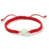 Luminous Stone Hand Woven Adjustable Bracelet Red Black String Rope Braided Friendship Bracelets for Women Men Jewelry