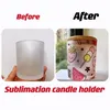 7oz/11oz/15oz Sublimation Milchglas Kerzenhalter mit Bambusdeckel Leere Wasserflasche DIY Wärmeübertragung Kerzenglas