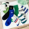 Women Socks Fashion Emelcodery Stripe Blue Green Cotton Hetchable Soft Harajuku Calcetas Skarpetki