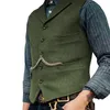 Men's Vests Suit Vest Brown Wool Tweed Business Waistcoat Jacket Casual Slim Fit Gilet Homme For Groosmen Man Wedding 230222