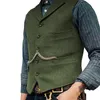 Herenvesten Pak Vest Bruin wol Tweed Business Waistcoat Jacket Casual Slim Fit Gilet Homme voor Groosmen Man Wedding 230222