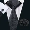 Classic Silk Tie for Men Black Tie Sets Paisley Mens Necktie Tie Hanky Cufflinks Jacquard Woven Meeting Formal Business Party Gift N-14219l