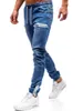 M￤ns jeans m￤n denim byxa casual frostad blixtl￥s design sport smal passform blyertsbyxor