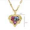 Chains Fashion 18K Heart Shape Pendant Necklace With Purple Crystal For Girl Jewelry Valentine's Day GiftsChains