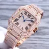 수제 다이아몬드 남성 시계 자동 기계식 시계 40mm 다이아몬드 스터드 스틸 브레이슬릿 손목 시계 비즈니스 손목 시계 Montre de Luxe