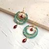 Boucles d'oreilles pendantes Lii Ji naturel Turquoise grenat 14K or rempli bohême grande mode bijoux délicats