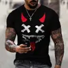 Herren-T-Shirts, Herren-T-Shirt, lässiges Kurzarm-Shirt, schnell trocknende Kleidung, Herren-Kleidung, kleiner Teufel, übergroßes T-Shirt, modisches Sweatshirt, 022223H