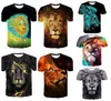 Herren-T-Shirts, Kaseetop, kreatives cooles Muster, Löwen-Druck, 3D-Druck, Punk, Gothic, Straßenmode, Kleidung, Herren, kurze Ärmel, Übergröße, T171