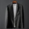 Costumes pour hommes Blazers Hommes Coton Lin Veste Couleur Unie Costume Slim Casual Business Mince Respirant 230222