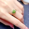 Pierścionki klastra Kreatywne księżniczka Diamond Olive Green Otwarcie Regulowana para Pierścień Pierścień Pełny Pełny oryginalny srebrny biżuteria na prezent