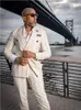 Costumes pour hommes Blazers Blanc Hommes Costume Sur Mesure 2 Pièces Blazer Pantalon Smoking À Double Boutonnage Rayures Mode Moderne Mariage Marié Prom Sur Mesure 230222