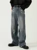 Herren Jeans HOUZHOU Oversize Distressed Hosen Zerrissene für Y2K Blaue Denim Hosen Männliche Punk Japanische Streetwear Hip Hop 230222