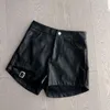 Frauen Shorts Sexy Schwarz Pu Leder Herbst und Winter Enge Gothic Hohe Taille Street Fashion Y2K Mädchen Outfit 230222