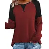 Kvinnors stickor Tees Spring Autumn Casual Fashion Patchwork T Shirts O Neck Long Sleeve Loose Tops Bekväm enkelhet Kvinnor Kläder 230222