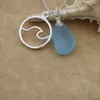 Pendant Necklaces SanLan 12pcs Wave Beach Blue Sea Glass Necklace Ocean Wedding Jewelry Gift For Her