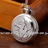 Pocket Watches Vintage Smooth Hollow Silver Full Metal Alchemist Watch Necklace Chain Quartz Womens Men Gifts Orologio Taschino