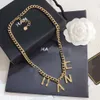 Luxe Design Ketting 18K Vergulde Roestvrij Stalen Kettingen Choker Ketting Kwasten Brief Hanger Mode Dames Bruiloft Jewelr280f