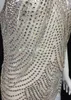 ステージウェアシャイニングラインストーンフリンジフリンジドレス女性誕生日プロムパーティー衣装を祝うノースリーブホワイトタッセルダンスコスチューム
