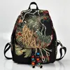 Bolsas escolares retro phoenix bordado mochila lantejoulas Canvas Tribal étnico Floral Mochilas Nacionais Mulheres Back Pack Bag E206