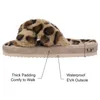 Slippers Mulheres colarinhas mais outono e inverno Plataforma quente Fuzzy Slippers Print Leopard Band Banda Cruzada Flop Flop Z0215 Z0215