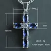 Anhänger Halsketten CAOSHI Trendy Kreuz Halskette Inlay Oval Blau Kristall Stein Frauen Glauben Schmuck Tägliche Kollokation Zubehör