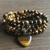 Strand Natural Tiger Eye Stone 6mm Bead Bead Bracelet Bracelet Heart Charm 74 см йога ожерелье для йоги девочка подарок модные украшения из бисера