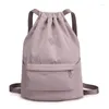 School Bags Portable Women Drawstring Backpack Lightweight Girl Travel Daypack Waterproof Nylon Shopping Bag Sports Hiking Swimming Bagpack