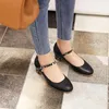 Dress Shoes 2023 Women Round Toe Spring Pumps Chunky High Heels Mary Jane Causal Ladies Thick Classic