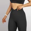 Yoga Outfit Fitness Leggings Mulheres Crossover Calças Mujer Scrunch Butt Legging Workout Booty Gym Seamless 230222