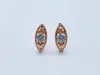 Dangle Earrings Trendy Women 585 Rose Gold Color White Crystal Stone Leaf Shaped Drop