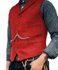 Men's Vests Slim Fit Suits Vest Herringbone Tweed Notch Lapel Wool Casual Groomsmen Waistcoat 230222