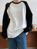 Dames t -shirt casual contrast kleurprofiel t -shirt dames los luie ins bijpassende raglan mouwen longsleve bodemt top 230221