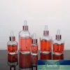 Bottiglie di profumo di olio essenziale in vetro trasparente Flacone contagocce quadrato da 10 ml a 100 ml con tappo in oro rosa
