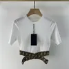 مصمم تي شيرت للسيدات خياطة حرف F-Letted Fashion Sense Short Sleeve Top 48Qm