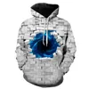 Men's Hoodies 2023Men's Trend Stripes 3D Printed Creative Black White Stitching Vortex Clothing Man Spandex Pullover Moleton