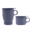 Tassen Untertassen 300 ml Silikon Klapp Wasser Tasse mit Stroh Griff Reise Kaffee Tassen Trinken Ware Tragbare Handcup Deckel