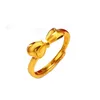 Wedding Rings Bow Knot Anniversary Yellow Gold Filled For Women Romantic Gifts Elegant Accessories Daily Wearable Ring